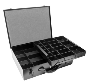 Large Double Layer Black Box Storage Case - 440x340x100mm